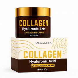 Orgakera® Kollagen-Anti-Aging-Creme [50g] – Luxuriöse Gesichtscreme mit Kollagen, Hyaluronsäure & natürlichen Ölen – Strafft, revitalisiert & spendet tiefe Feuchtigkeit – Für einen strahlenden, jugend