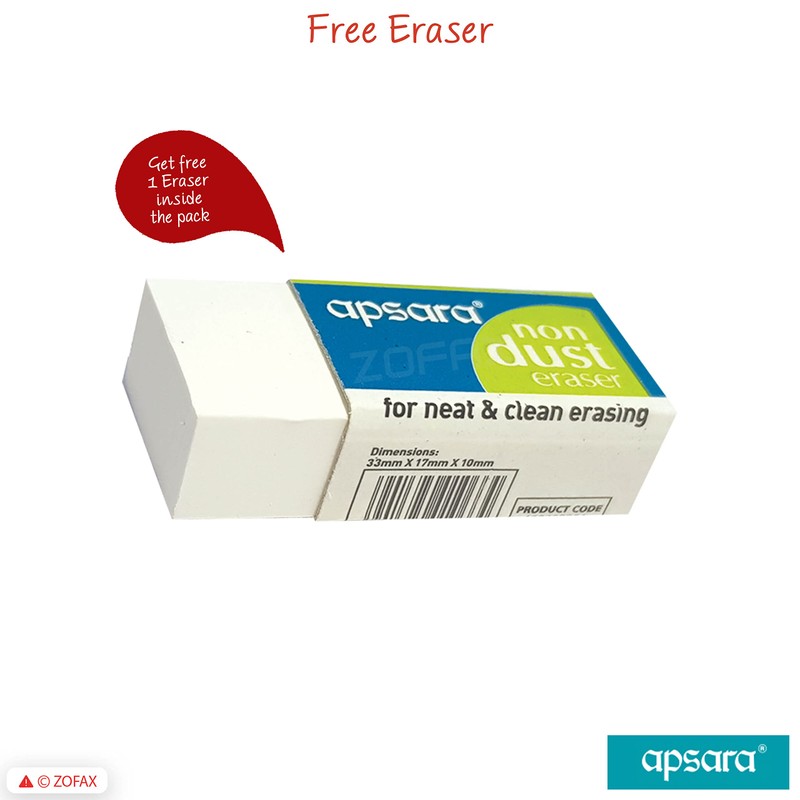 Apsara Gold 10 Wooden Pencils Eraser Sharpener Break-Resistant Lead Office