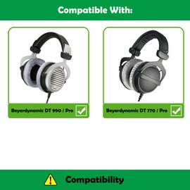 Premium Replacement Ear Pads Compatible with Beyerdynamic DT 990 Pro DT 770 Pro DT990 DT770 Pro Headphone Ear Pads with Skin Friendly Soft Foam