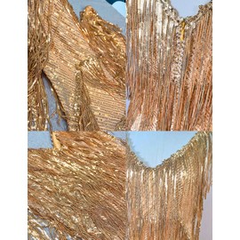 Sequin Cocktail Dresses Flapper Dresses 1920s Gatsby with All-Over Fringe Mini Dresses Prom Party Dress(Gold,s)