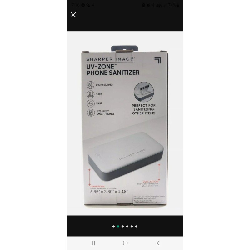 Sharper Image UV-Zone Phone Sanitizer NIB