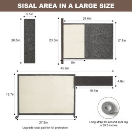 Upgraded Cat Scratch Sisal Sofa Protector,Furniture Couch Protector from Cat Scratching with Natural Sisal Full Cover 27.5''L*19.7''W(Right Hand)
