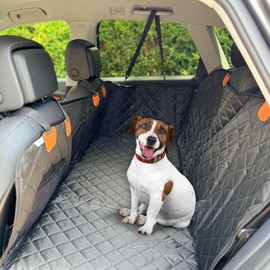SW PRODUCTS Backseat Cover for Pets, Hard Bottom Car Seat Cover for Dogs, Waterproof, Scratch-Resistant, Non-Slip, Soft-Touch Material, Dog Hammock for Car with Mesh Window for Cars, Trucks, and SUVs