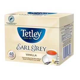 Tetley Earl Grey Vanilla Black Tea - 48 Tea Bags, 96 Grams, Contains Caffeine