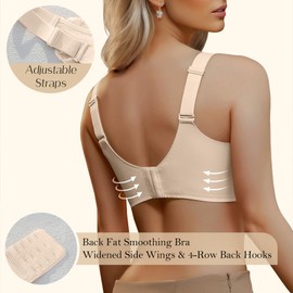 ONLYSTORY Wireless Bras for Women V Lace Bralettes Comfort No Underwire Push Up Bra Supportive Full Coverage T Shirt Bra Nude