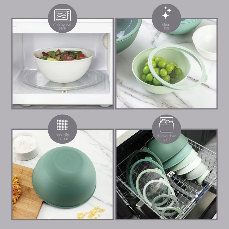 COOK WITH COLOR Mixing Bowls with Non Slip Bottom -