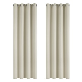 Deconovo Deconovo Room Darkening Super Soft Bedroom Curtains Thermal Insulated Energy Saving Curtains Kids Light Beige 46x63 Inch 2 Panels