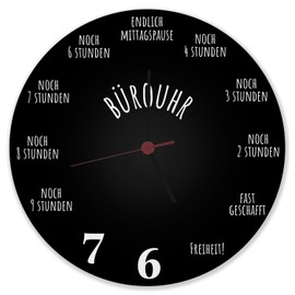 speecheese Office Clock with Evening Work Countdown Wall Clock Made of Aluminium Clock for Work in the Office in Black with Evening Countdown as Cool Decoration for Colleagues and Good Friends