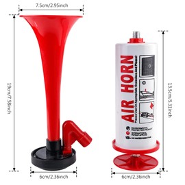 Pack of 2 stadium loud signal horn, air horn, loud sound signal horn hand, compressed air fanfare fog horn, compressed air horn, gas horn, air horn gas horn, air horn gas horn (red)