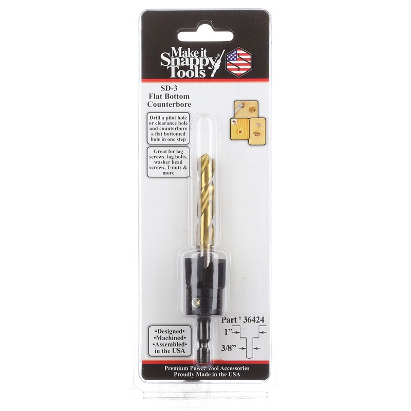 Snappy Tools 3/8 Inch x 1 Inch 3-Flute Flat Bottom