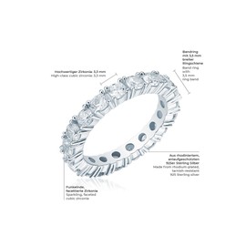 Rafaela Donata 6080011 Women's Ring 925 Silver Rhodium-Plated Zirconia White, Cubic Zirconia