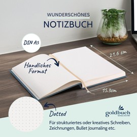 goldbuch Summertime Note 64 0105 Linen Notebook A5, Bullet Journal with 200 Pages Cream Paper 100 g/m², Acid-free and Inkfast, Hardcover Notebook with Bookmark and Thread Binding, Blue Grey