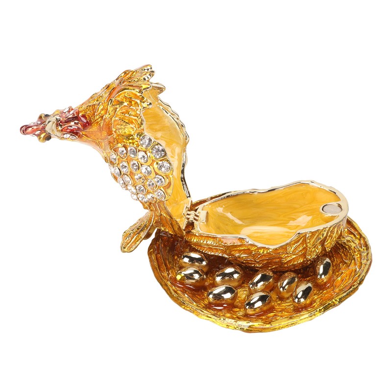 Golden Hen Figurine Trinket Boxes Handcraft Exquisite Small Jewelry Box