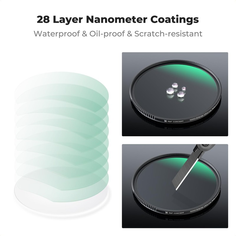 K&F Concept 67mm UV Filter - Ultra-Hard & Ultra-Low Reflectance,