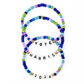 Surfer Heishi Clay Bead Bracelets Kamala Harris for President Stackable Beaded Stretch Kamala Harris 2024 Merch Merchandise Harris for President Bracelets (Bead Bracelet style 3)