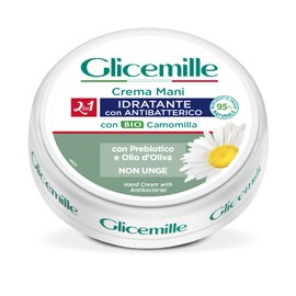 GLICEMILLE | Feuchtigkeitsspendende Handcreme mit antibakterieller Wirkung, Tiegel, mit antibakteriellen Wirkstoffen, Glycerin, Bio-Kamillenextrakt und präbiotischem Wirkstoff, 100 ml