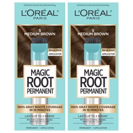 L’Oréal Paris Magic Root Permanent Hair Color, 10 Minute Hair Dye Kit to Rescue Roots with 100% Gray Hair Coverage, 5 Medium Brown, 2 Pack (Packaging May Vary)
