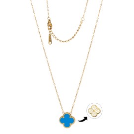 POLYREAL Lucky Clover Necklace For Women Girls, 18K Gold Plated Fashion Cute Simple Girls Hypoallergenic Titanium Steel Pendant, Titanium Steel, No Gemstone