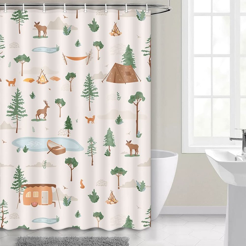 Boziqr Camper RV Shower Curtain Travel Trailer Bathroom Accessories Wild