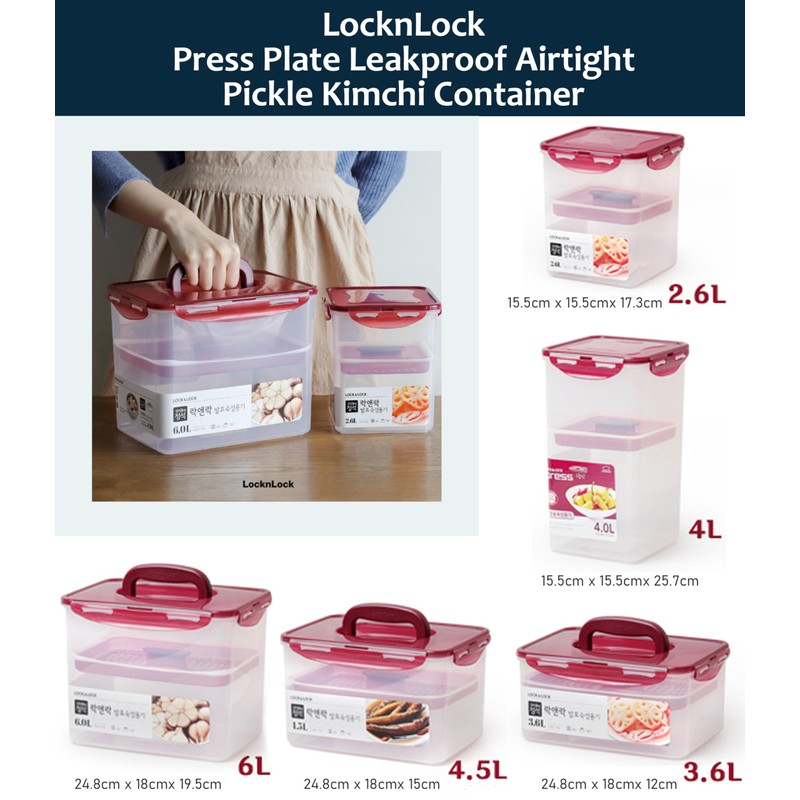 Lock & Lock BPA Free Rectangular Pickle Kimchi Press Ferment