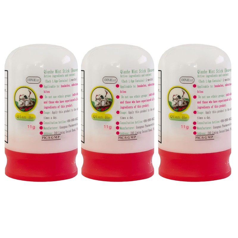 3pcs Thousand Crane Menthol Stick made in Taiwan 三瓶裝千鶴標牌薄荷棒 每瓶11g