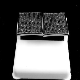 HIP HOP JEWELRY 14k BLACK G/P FLAT SCREEN SQUARE  GOLD YELLOW FINISH EARRING STUDS SCREW ON 20MM