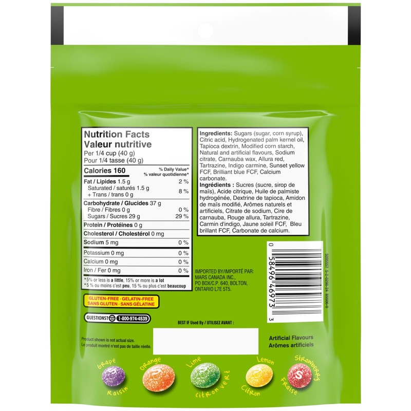 SKITTLES, Sour Chewy Candy, Bag, 270g