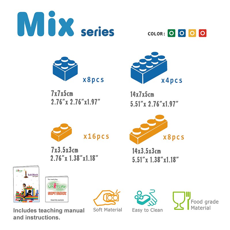 UNiPLAY Mix Soft Building Blocks - 36-Piece Set for Infant