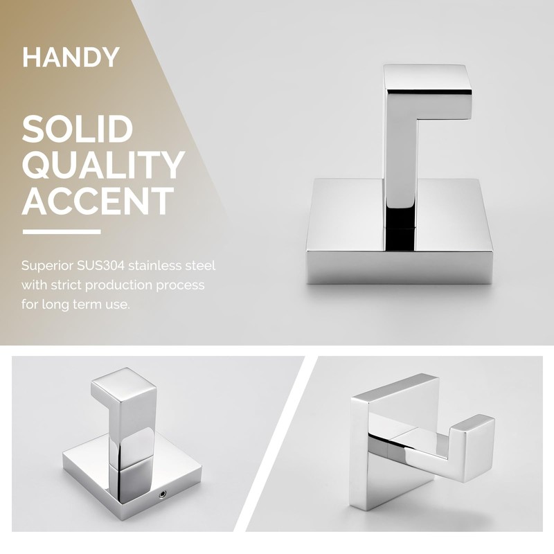 Angle Simple Towel Hook Polished Chrome 2 Pack, 304 Stainless