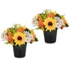Memobloom Artificial Grave Flower Pots: 2 Pcs Graves Autumn Flowers