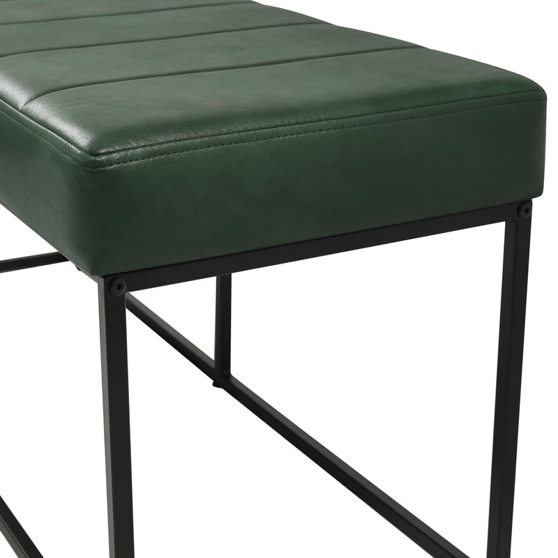 HomePop Theodore Decorative Bench with Metal Base, Deep Forest Green