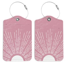 LARTSFRO Pink Boho Luggage Tags for Suitcases, Luggage Tag, Back to School, Trendy Girly 2 Pack Travel Luggage Tags, Teen Girls Gifts Suitcase Tags