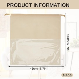 letsinstyle 8 Pcs 17.8 x 17.8 Inches Non-woven Fabric Large Cloth Storage Pouches, Drawstring Travel Storage Bags, Dust Cover Pouch for Handbags Purses Shoes Boots