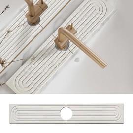 AOWVUTS Wasserhahn Matte Kieselgur Spüle Spritzschutz Abtropfmatte Schnell Trocknend Küche Wasserhahn Spülbecken Abtropfmatte Saugfähige Matte Sink Mat für Wohnmobil Badezimmer (Weiß)