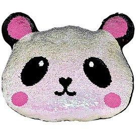 iscream Pretty Panda 13" x 11" Reversible Sequin Soft Fleece Back Accent Pillow