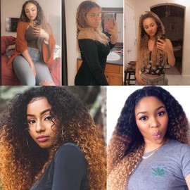 30 32 34 Inch Ombre Bundles Human Hair Color #27 Kinky Curly Bundle Brazilian Remy Hair 3 Bundles Double Weft 3 Tone Black Mixed With Honey Blonde Bundle
