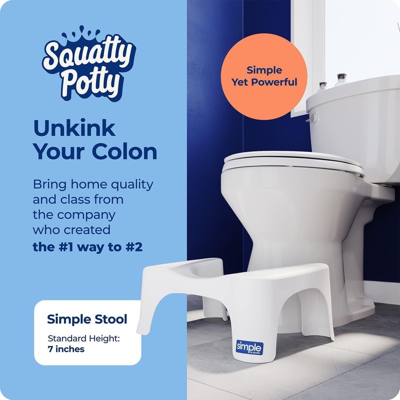 Squatty Potty Simple Curve Bathroom Toilet Stool 7" White