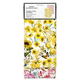 Museums & Galleries Organic Cotton Tea Towels - Artistic Red and Yellow Floral Designs by Mary Katrantzou - Set of 2 - Stylish Home Accessory