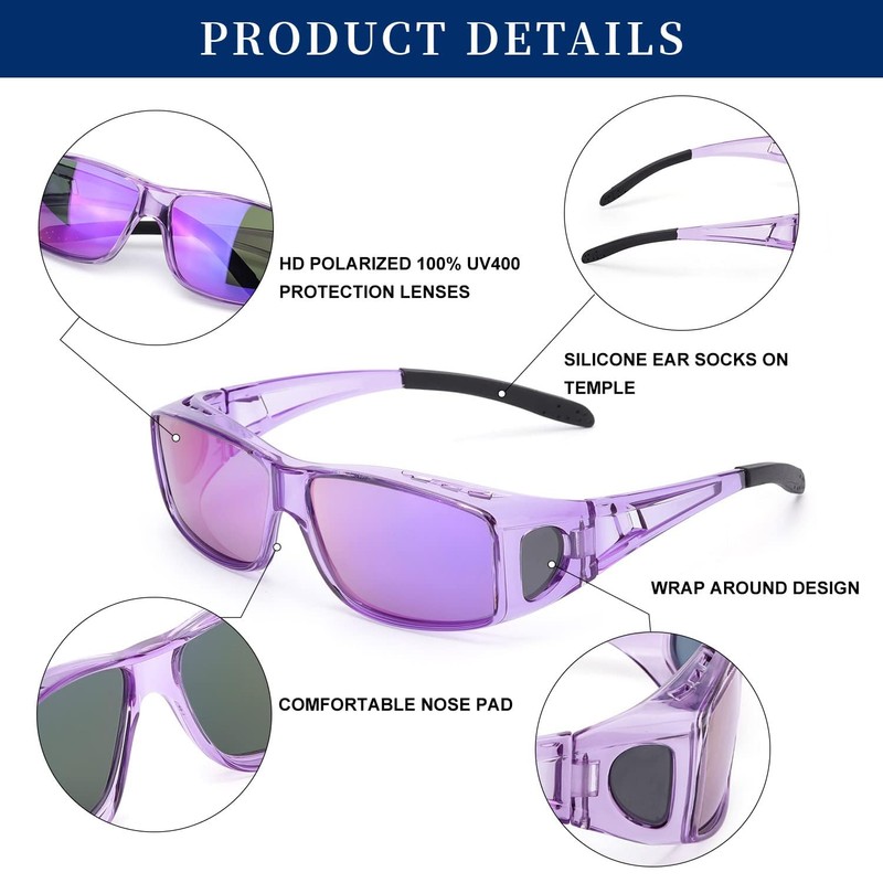 LVIOE Fit Over Glasses Sunglasses Wrap Around Polarized Sunglasses with