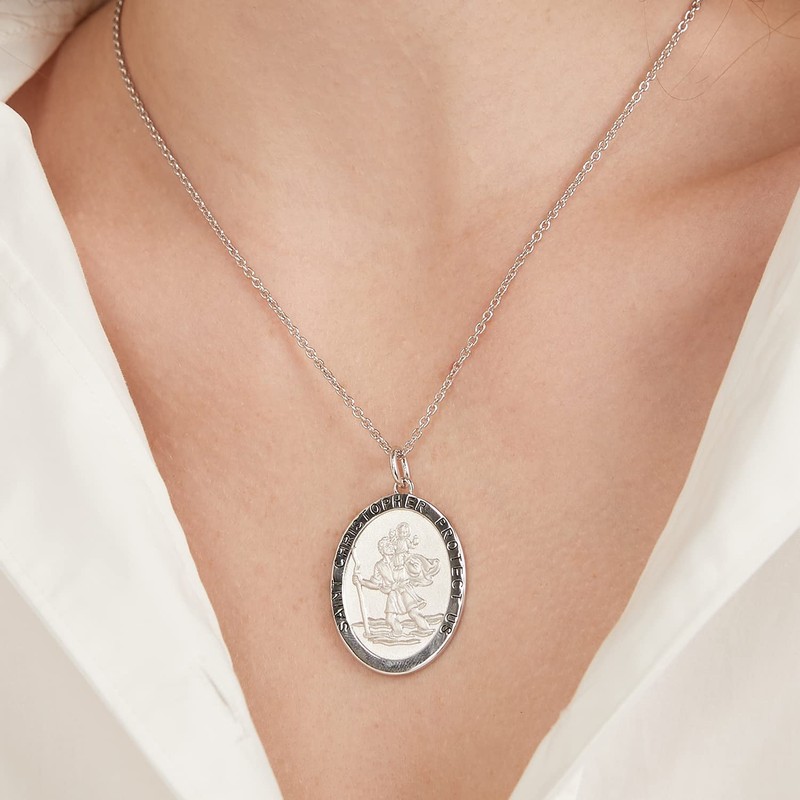 jiamiaoi Saint Christopher Necklace with Pendant Saint Christopher Pendant St