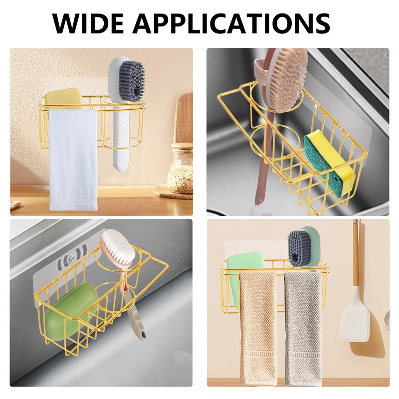 blueden 3-in-1 Adhesive Sink Caddy Kitchen Sink Organizer,Stainless Steel Sponge