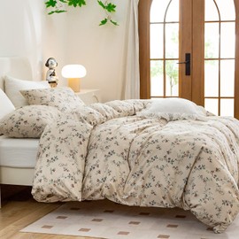 King Size Floral Duvet Cover, 100% Brushed Microfiber 3 Pieces King Floral Bedding Sets, Vintage Floral Garden Style Floral Pattern King Duvet Cover Set Floral with Zipper Closure (Floral, King)