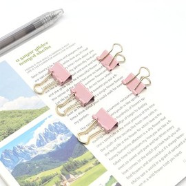 YCVIORING Mini-clips para grapas, 15 mm, para oficina, hogar, escuela, manualidades, acero endurecido, estilo moderno, rosa claro, 100 piezas