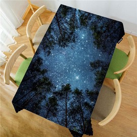 Swono Night Sky Table Cover Beautiful Galaxy Universe Space Jungle Trees 50x72 Inch Table Cloth for Rectangle Tables Buffet Parties Coffee BBQ and Dinning Tablecloth