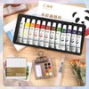 5 PCS Mini Watercolour Paint Set Travel, 8 Grids Pocket
