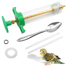 1 Set Small Bird Feeding Syringe Hand Feeding Tubes Kit with Gavage Tubes and Metal Feeding Spoon for Newborn Birds Parrots (M-50ML)