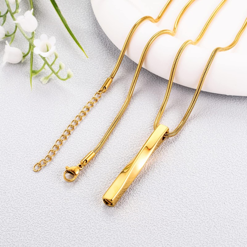 Dletay Memorial Pendant, Men's Twisted Bar Cremation Pendant, Memorial Urn