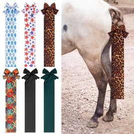 Huhumy 6 Pcs Horse Tail Bag Breathable Guard Slip on Horse Tail Wrap 2 Strand Closure Straps Grooming Supplies to Keep from Dirt Breakage Rubbing 6 Designs(Vintage Style)