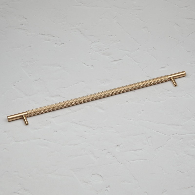 320mm Knurled Brass Bar Handle Rose Gold Champagne Kitchen Cupboard