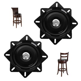 2 Pack 6 Inch Heavy Duty Bar Stool Swivel Replacement for Recliner Chair, Square Swivel Mechanism for Furniture, Seat Swivel Base Bar Stool Swivel Mount Plate, Ball Bearing Swivel Boat Seat, Black